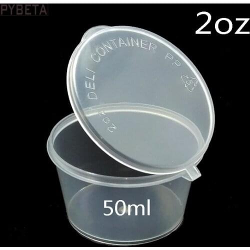 100pcs/lot- 50ml 2oz Food grade PP seasoning cup Disposable tasting cup Salad sauce Take-out storage cup