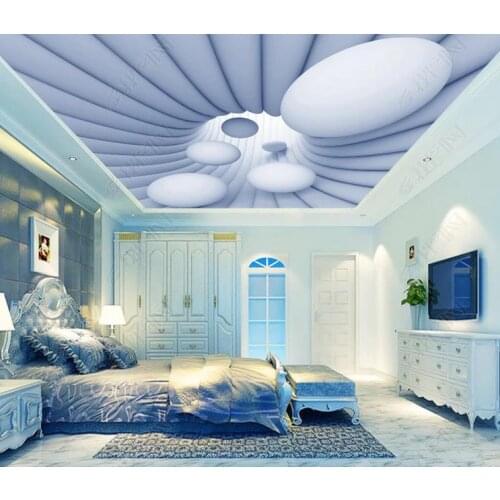1802 3D Milk White Circle Whirling Printing stretch ceiling film for workshop ceiling decoration