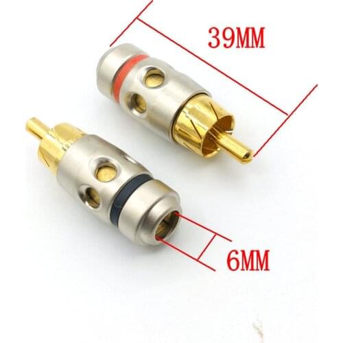 2 Pcs Copper RCA Plug Gold Plated Audio Connector DIY soldering