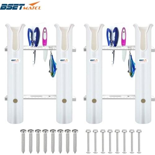 BSET MATEL 2PCS White plastic 2 Tubes Link fishing rod holders socket racks for boat marine fishing box kayak boat yacht