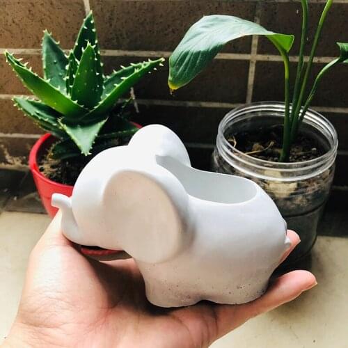 3D Elephant PlanterPot Concrete Vase Mold Makeup Egg Container Box Jewelry Storage Epoxy Resin Silicone Candlestick Crafts