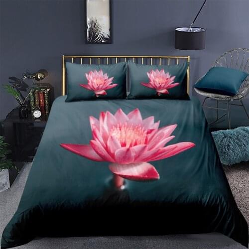 3D Lotus Flower Design Duvet Cover Sets Bedding Sets Quilt Covers Pillow Cases King Queen Full Double Size Custom Bedding sets