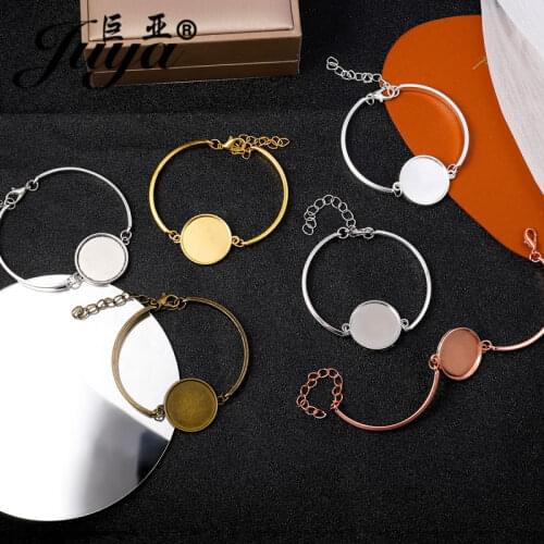 4pcs Antique Bronze/Cabochon Bracelet Base Blanks Fit 20mm Round Cameo Setting Bracelets DIY Jewelry Making Accessories Crafts