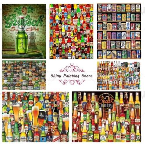 5D DIY Diamond Painting Beer Bottle Brand Collection Pattern Cross Stitch Diamond Embroidery Home Bar Pub Cafe Decor Wall Art