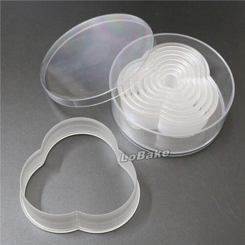 7pcs/set) Flat Edge Three Circle shaped Transparent Polycarbonate Fondant Cookie & Biscuit Mold tool for patisserie accessoire