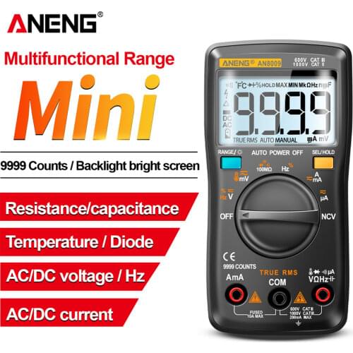 ANENG AN8009 True-RMS Digital Multimeter transistor tester capacitor tester automotive electrical capacitance meter temp diode