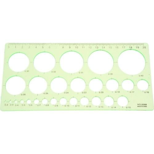 AU42 -Green Plastic Students Rectangle Shape Drawing Circle Template Ruler