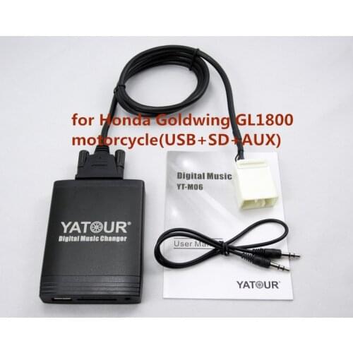 Yatour Car Audio MP3 Player Interface for Honda Goldwing GL1800 motorcycle USB SD AUX adapter