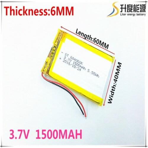 Free shipping 1pcs/lot 604060 3.7 V lithium polymer battery 1500 mah DIY mobile emergency power charging treasure battery