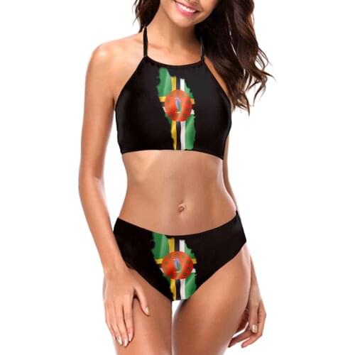 Bikinis Dominica Flag Country Shape Gift For Dominican Exotic Swimsuit Low Waist swimsuit separate R333 Women Beach wear
