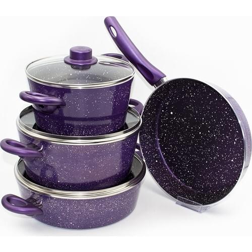 Assos Elita 7 Piece Purple Granite Cookware Frying Pan Team
