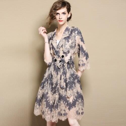 European and American wind long womens lace windbreaker & sunscreen coat of 2018 summer wear new style