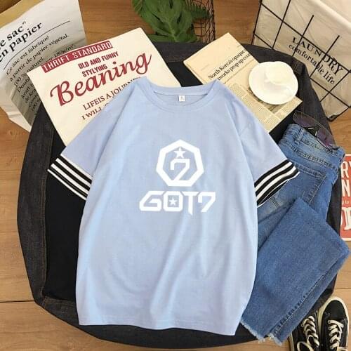 2021 cotton t shirt kpop GOT7 Japanese style small fresh round neck girl T-shirt korean kawaii Tee shirt women loose summer tops