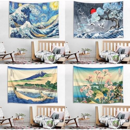 Japanese Style Tapestry Blanket Landscape Painting Wall Hanging Tapestry Home Decoration Wall Art Table Cloth Bedroom Tapestry