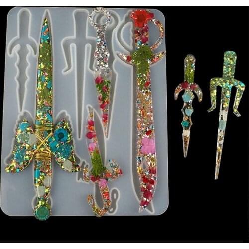 Dagger Epoxy Resin Mold Jewelry Pendant Silicone Mould DIY Crafts Decorations Keychain Casting Tools