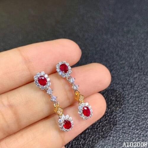 KJJEAXCMY fine jewelry 925 sterling silver inlaid natural ruby ear studs exquisite ladies earrings support testing