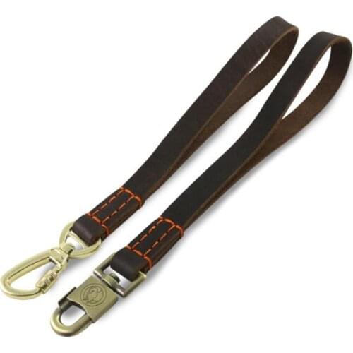 Short leash for Medium Large Dogs Genuine Leather Sturdy Dog Chain Lead Safety Metal Buckle Soft Handle for Outdoor Jogging