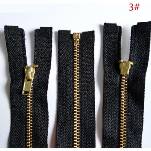 Brass Metal 3# 5Pcs 30-60CM Open-end Zipper Black Nylon Coil Zipper