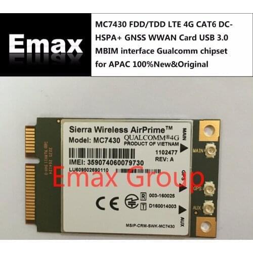 MC7430 FDD/TDD LTE 4G CAT6 DC-HSPA+ GNSS WWAN Card USB 3.0 MBIM interface Gualcomm chipset for for APAC JINYUSHI stock