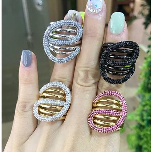 Blachette Jewelry Monaco Designer Luxury Twist Lines Geometry Rings Cubic Zironium Engagement Dubai Naija Bridal Finger Rings
