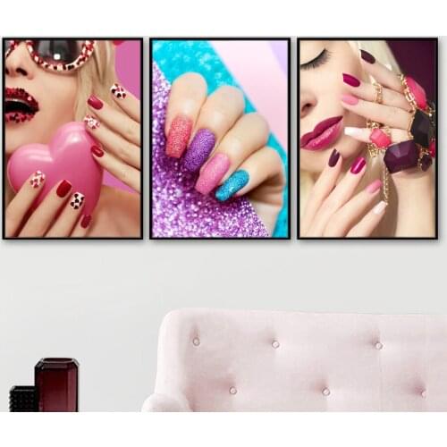 Nail Fashion Salon Colorful Wall Art Canvas Painting Nordic Posters And Prints Modern Wall Pictures Cosmetics Beauty Shop Decor