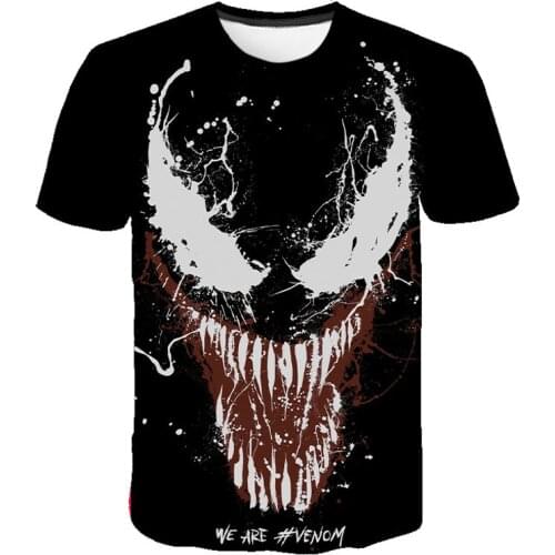 2021 new mens 3D T shirt Summer fashion print venom short-sleeved T-shirt Round neck quick-drying casual T-shirt Hip hop tops