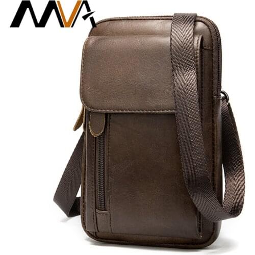 MVA Genuine Leather Mens Shoulder Bags For Men Crossbody Bags Male Messenger Bag Men Leather Handbag Phone Bags Mens Small 899