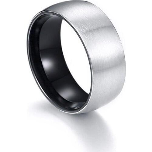 Recommend Top Quality Simple Stainless Steel Silver Color Mens Rings Jewelry Man Ring Wholesale 8mm Ring Size 7 8 9 10 11 12