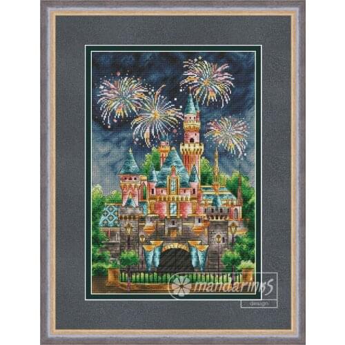 Cross stitch Handmade 14CT Counted Canvas DIY,Cross-stitch kits,Embroidery dark blue Castle 37-50
