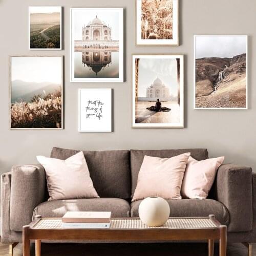 Mountain Forest Landscape Plant Wheat Posters and Prints Muslim Religious Building Wall Art Canvas Painting Home Room Decor