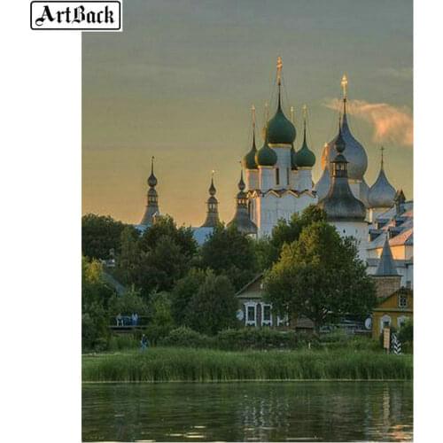 New 5d diamond painting castle landscape full square drill church sticker diamond mosaic resin diamond embroidery 40x50cm