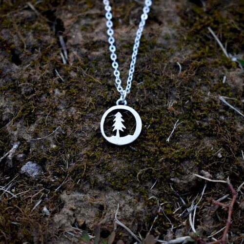 Pine tree necklace hiking jewelry Wanderlust Jewelry, Hiking Gift for Her