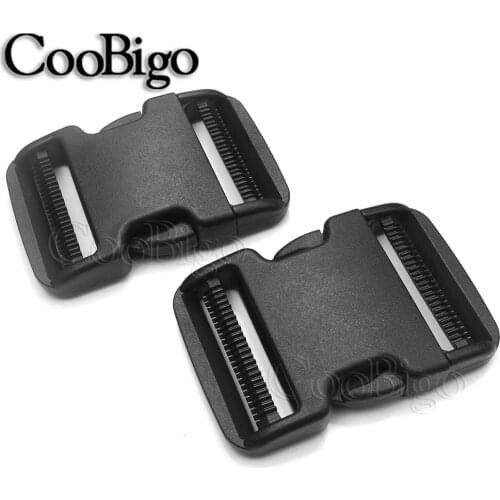 1pcs Plastic 2"(50mm) Strong Side Release Dual Adjustable Buckles Black For Backpack Belt Strap Webbing Accessories #FLC081-B