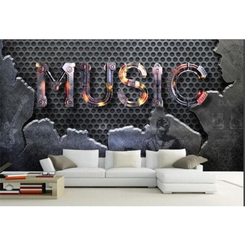Custom 3d wallpaper 3D alphabet MUSIC bar KTV wallpaper background wall decoration painting