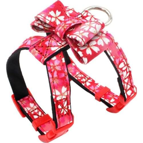 Pet Puppy Dog Adjustable Flower Print Bowknot Vest Chest Strap Walking Harness Dog accessories Mascotas Suministros para perros