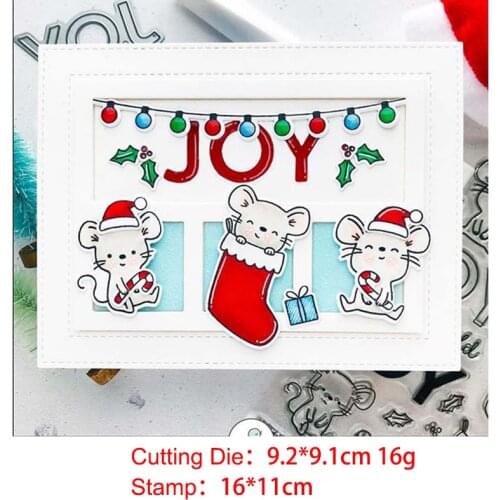 Christmas Mouse Party Metal Cutting Dies and Stamps Stencil for DIY Scrapbooking photo album Embossing DIY Paper Card