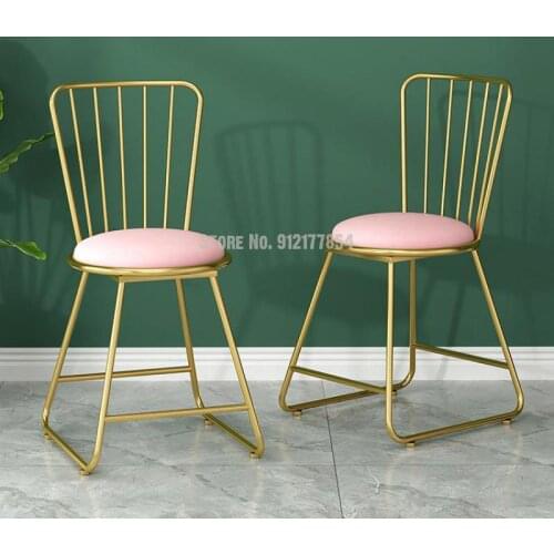 Nordic ins wrought iron net red chair simple backrest makeup chair manicure chair simple modern home leisure chair stool