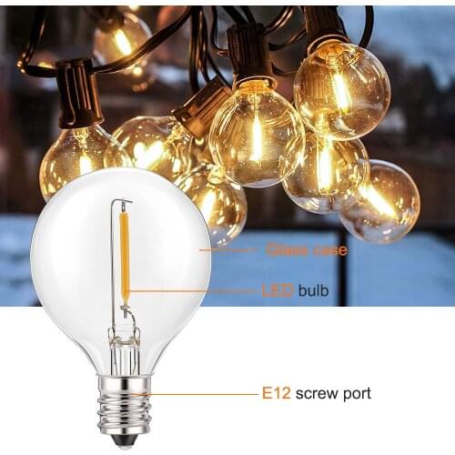 LED G40 Solar Garland LED Filament String Light Waterproof Indoor Outdoor for Garden Christmas Holiday Wedding Lights String
