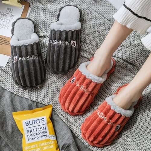 Cotton Slippers Women Platform Couples Wick Plush Winter Men Household Cartoon Solid Color Cute Shoes House Slippers Sandals
