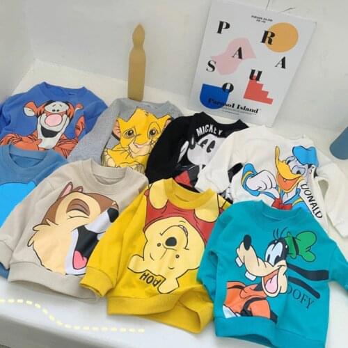 Boys Girls Hoodies Cartoon Pattern Autumn Winter Outwear 2-8Y Children Sweatshirts for Kids Clothes Baby Boys Girls Pullovers