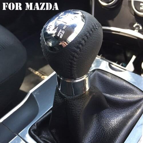 Treyues 5 Speed Leather Gear Stick Shift Knob For Mazda 3 5 6 323 626 RX-8 Premavy MPV Car Styling Accessories