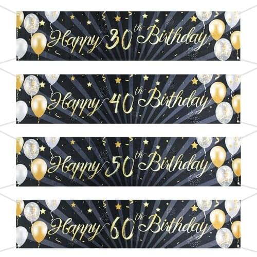 Black Gold 30 40 50 60 Years Old Birthday Backdrop Decor Happy 30th Birthday Banner Garland For Adults Party Supplies Photo Prop