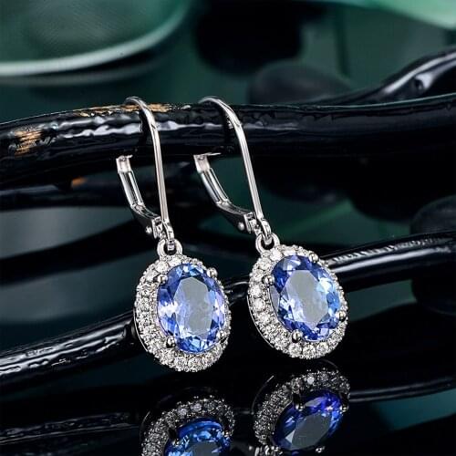 Huitan Vintage Blue Dangle Earrings for Women Retro Party Accessories Gorgeous Birthday Gift Female Love Wedding Bands Jewelry