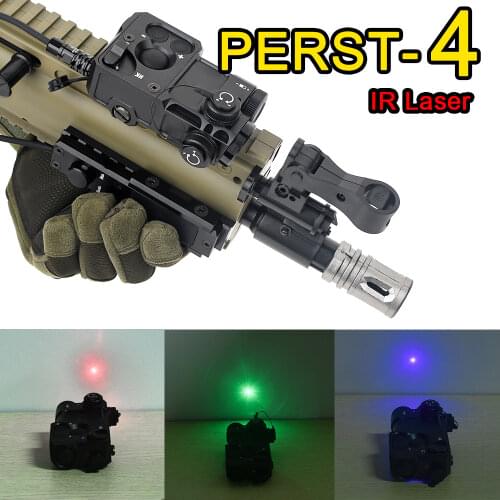 Tactical PERST-4 Aiming Laser Full Metal Airsoft PEQ Red Green Blue IR Strobe Laser PEQ15 Box Rifle Hunting Weapon Light