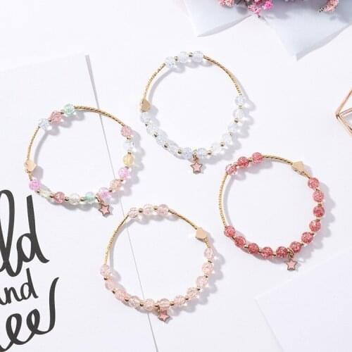 XiaoboACC Korean Fashion Heart Pentacle Elastic Crystal Bracelet