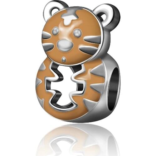 NEW 100% 925 Sterling Silver Charm 1:1 Original Authentic Classic Tiger Of The Zodiac Retro Elegant Women Bead 2421-2440