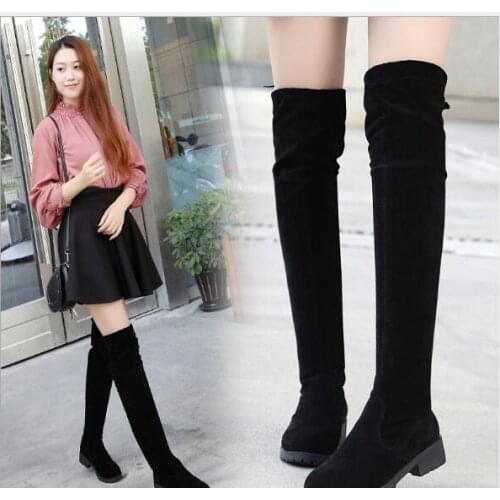 Women fashion black Boots Autumn spring Boots Classic Female boots Winter Suede Warm Fur Plush Women Shoes