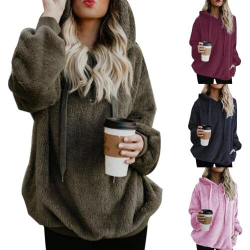 Plus Size Winter Solid Color Womens Long Sleeve Hooded Pullover Zipper Top Casual Loose Slim Thin Pocket Hoddies Tunic Jacket