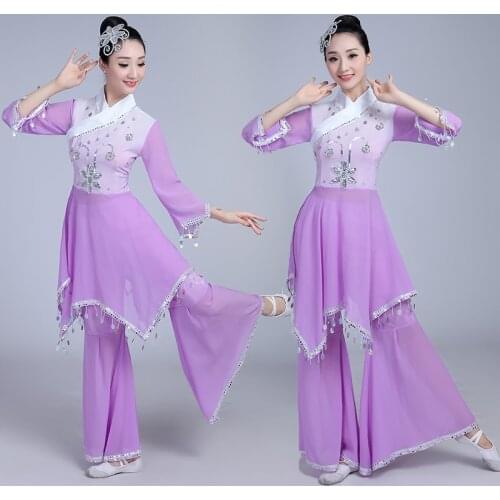Chinese hanfu women classical dance costumes womens elegant fan dance costumes national dance performance dance costume