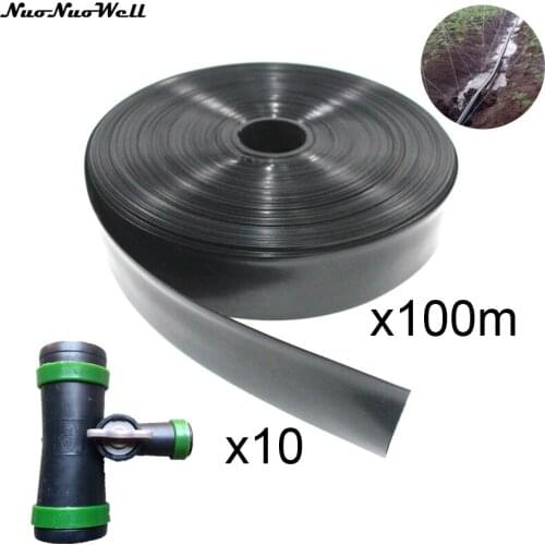 1" 3 Holes Soft Agricultural Watering Pipe 100m+2'' change to 1'' TEE 10 pcs Drip Tape